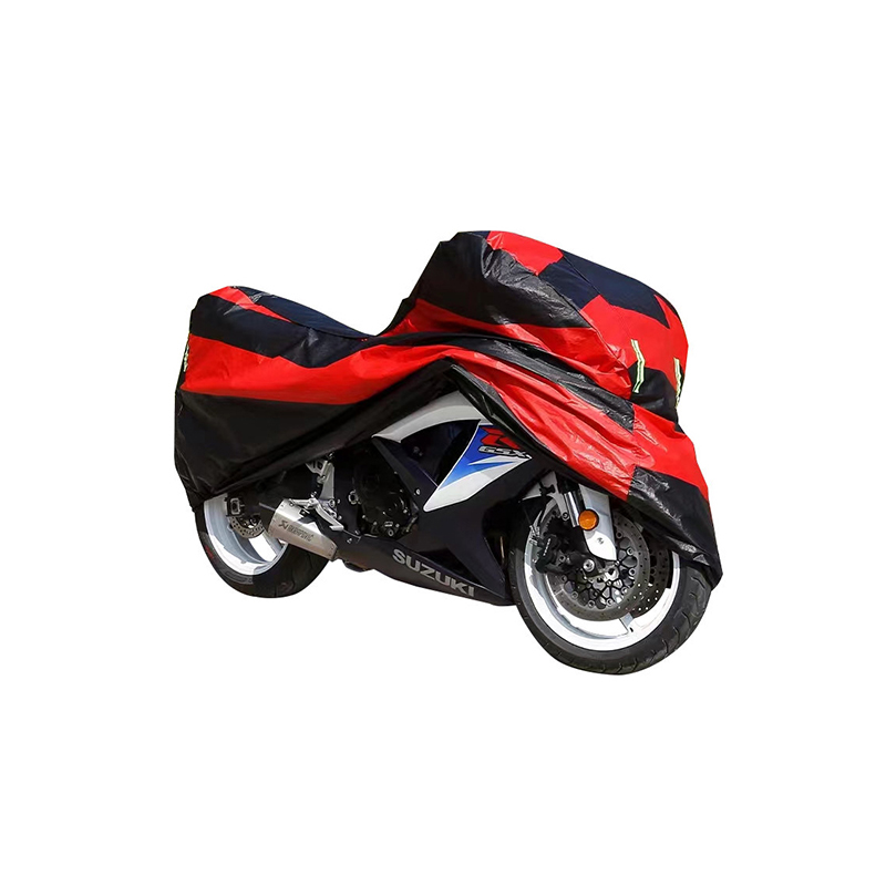 Rød og sort farve matchende aluminium film motorcykel cover